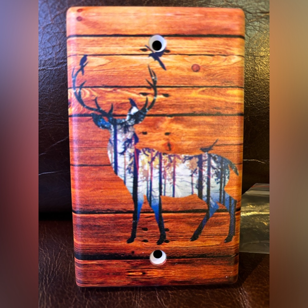Wood Deer Antlers Light Switch Cover Wall Plate Decorative Single Switch Plate